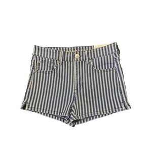 American Eagle Hi Rise Shortie Blue Striped Next Level Stretch Size 8 NWT